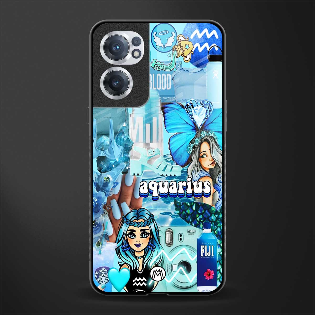 aquarius aesthetic collage glass case for oneplus nord ce 2 5g image