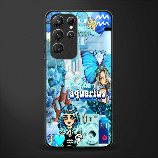 aquarius aesthetic collage glass case for samsung galaxy s22 ultra 5g image