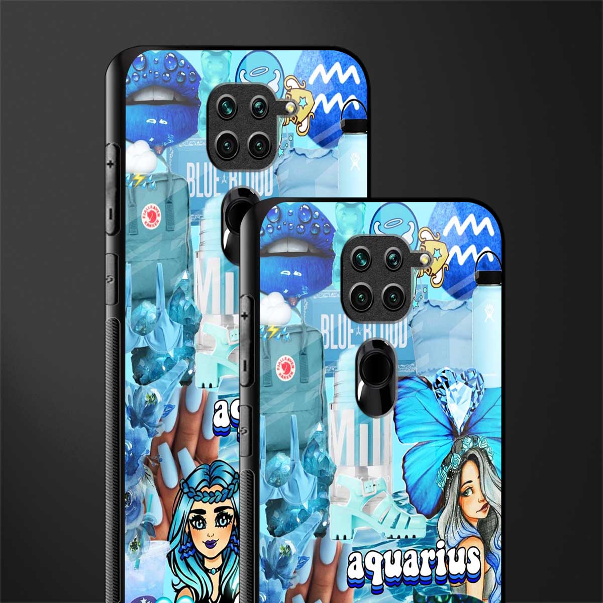 aquarius aesthetic collage glass case for redmi note 9 image-2