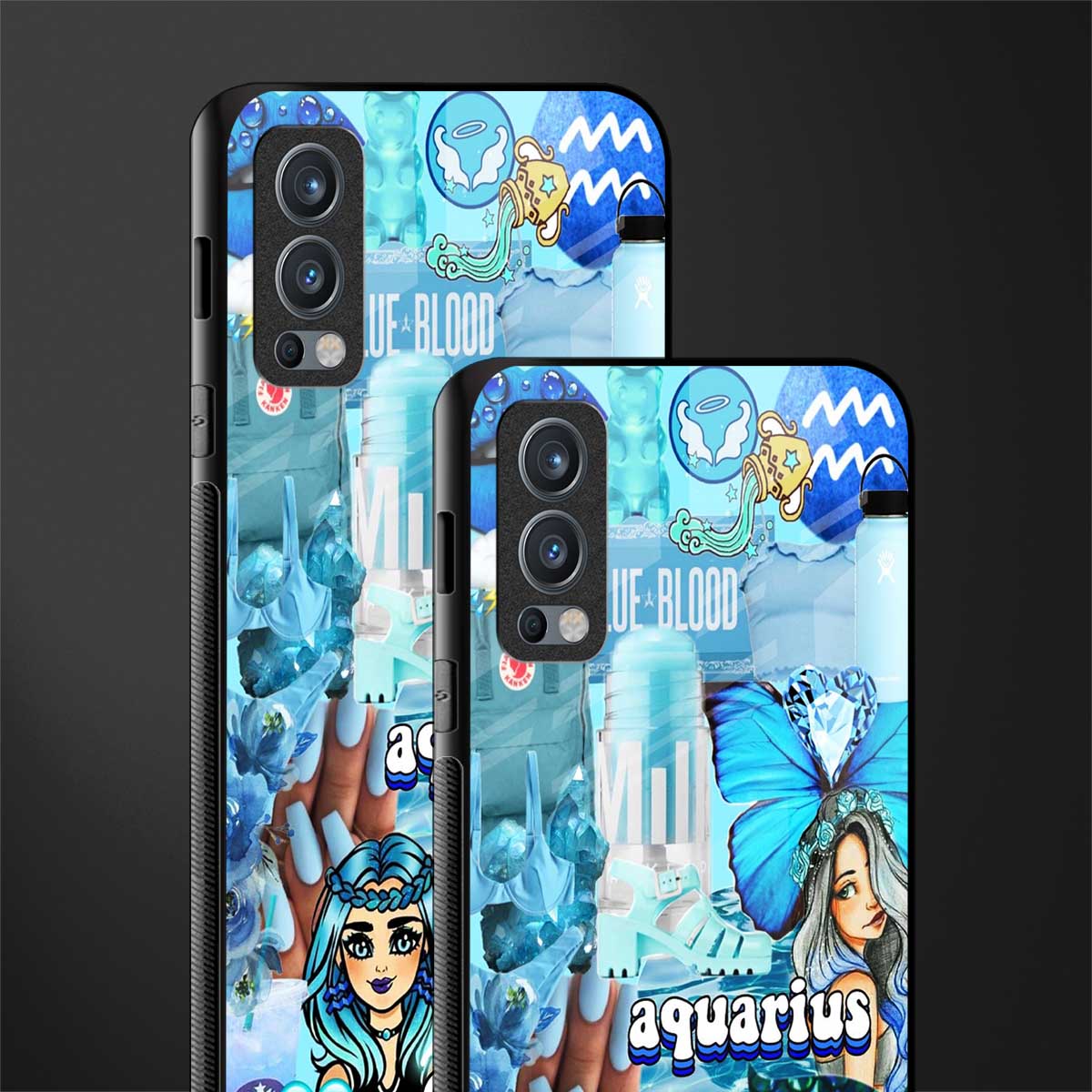 aquarius aesthetic collage glass case for oneplus nord 2 5g image-2