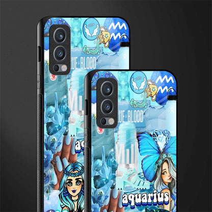 aquarius aesthetic collage glass case for oneplus nord 2 5g image-2