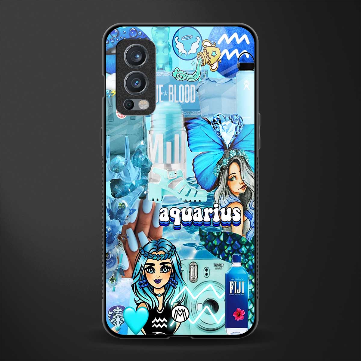 aquarius aesthetic collage glass case for oneplus nord 2 5g image