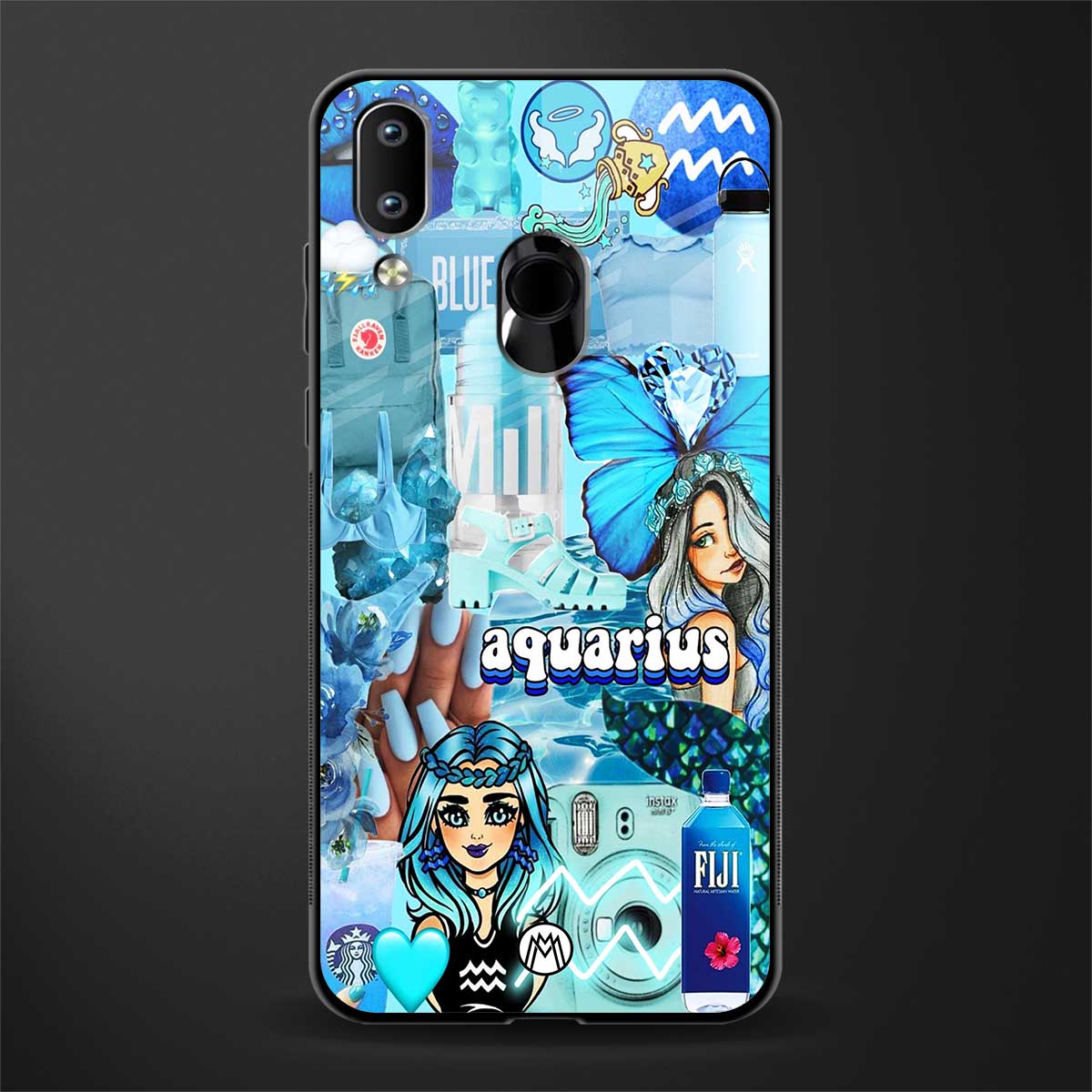 aquarius aesthetic collage glass case for vivo y95 image