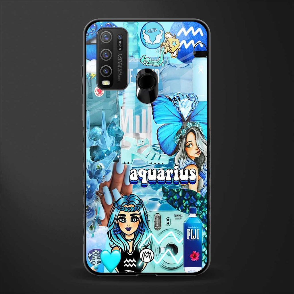 aquarius aesthetic collage glass case for vivo y50 image
