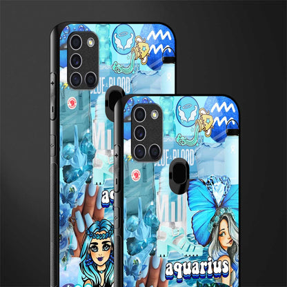 aquarius aesthetic collage glass case for samsung galaxy a21s image-2