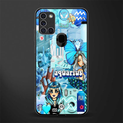 aquarius aesthetic collage glass case for samsung galaxy a21s image