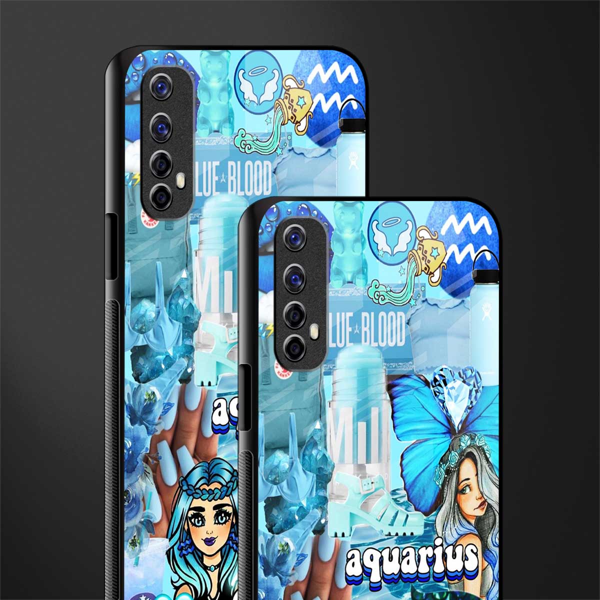 aquarius aesthetic collage glass case for realme 7 image-2
