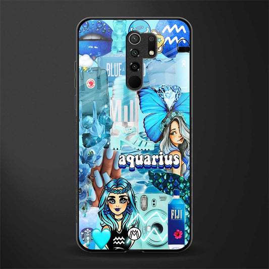 aquarius aesthetic collage glass case for redmi 9 prime image