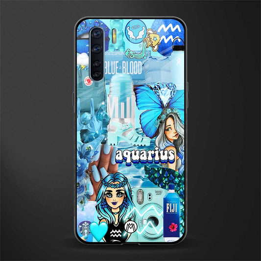 aquarius aesthetic collage glass case for oppo f15 image