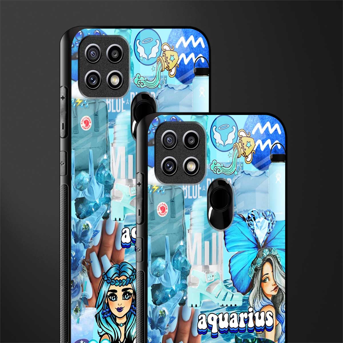 aquarius aesthetic collage glass case for oppo a15s image-2