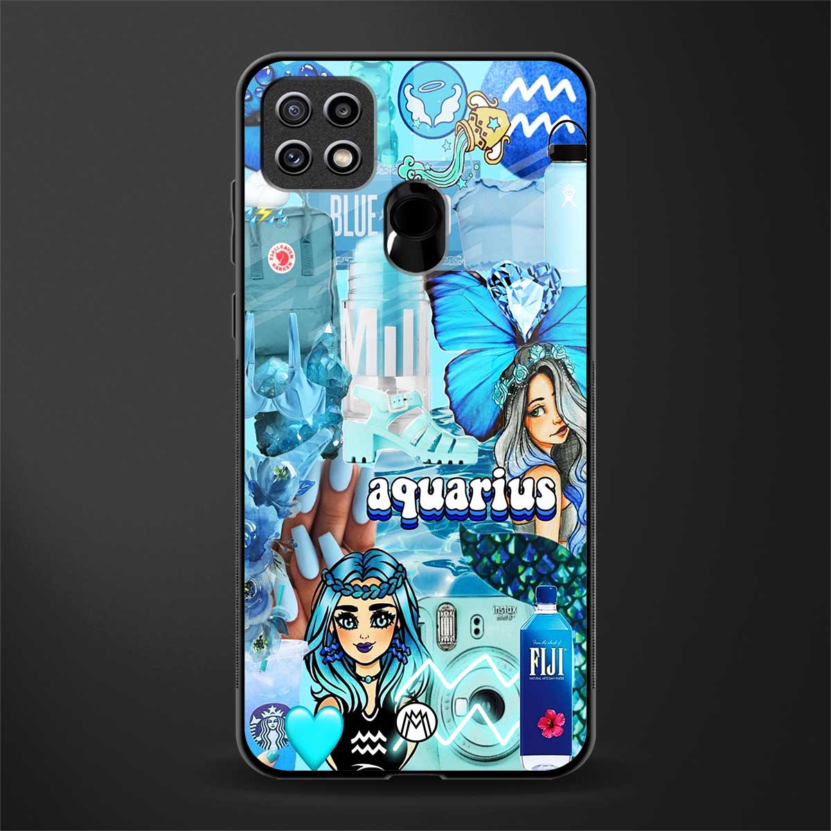 aquarius aesthetic collage glass case for oppo a15 image