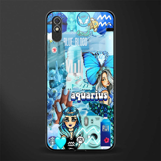 aquarius aesthetic collage glass case for redmi 9a image