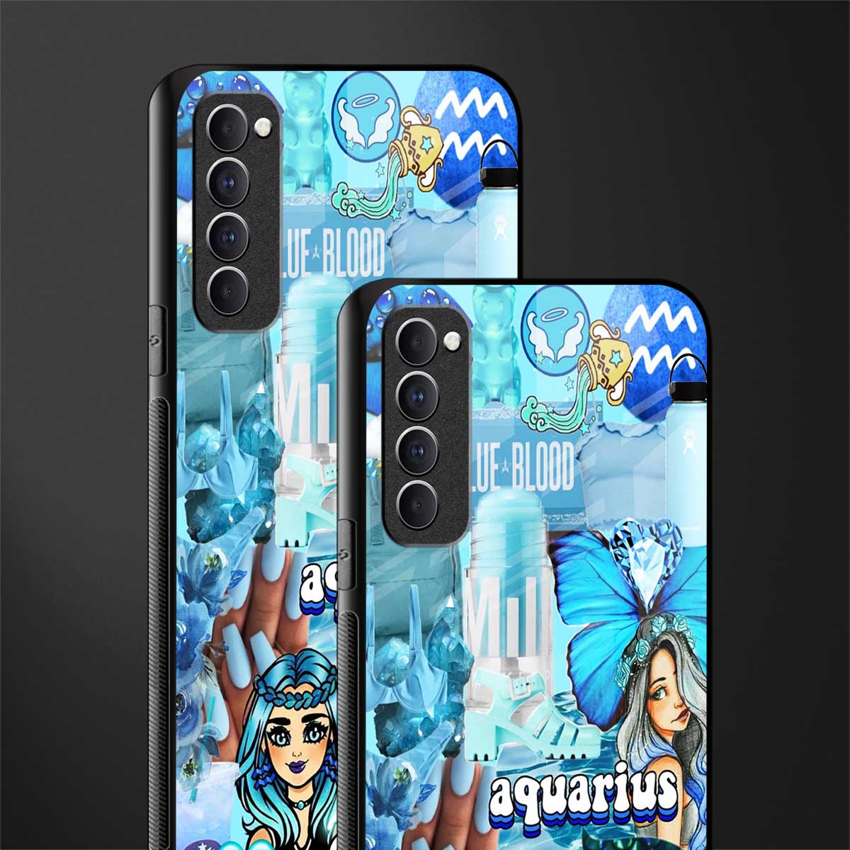 aquarius aesthetic collage glass case for oppo reno 4 pro image-2