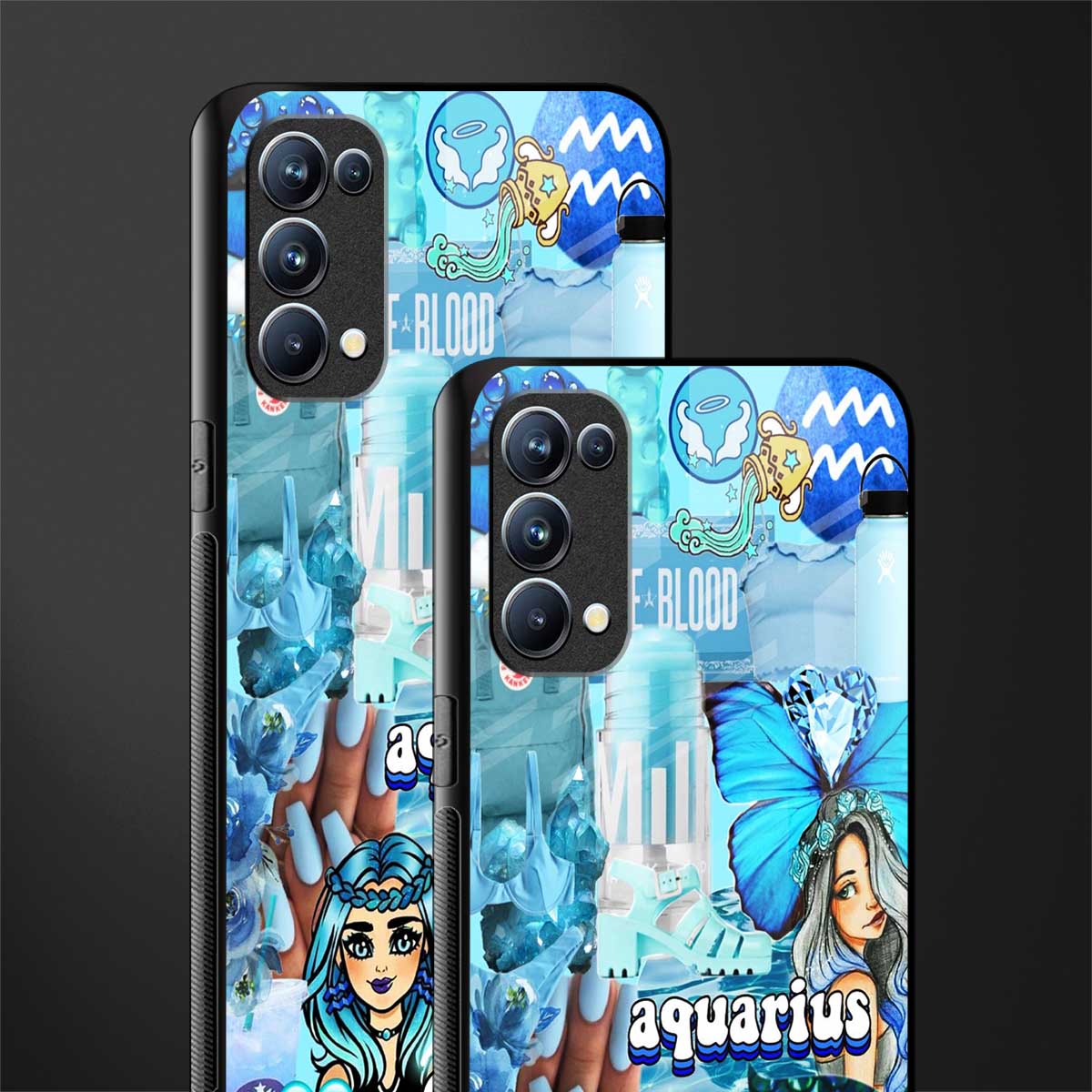 aquarius aesthetic collage glass case for oppo reno 5 pro image-2
