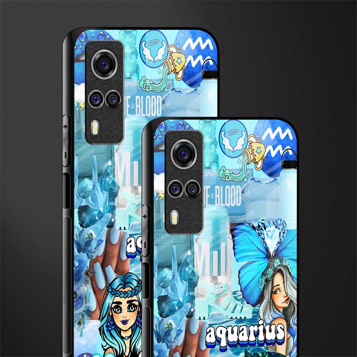 aquarius aesthetic collage glass case for vivo y53s image-2