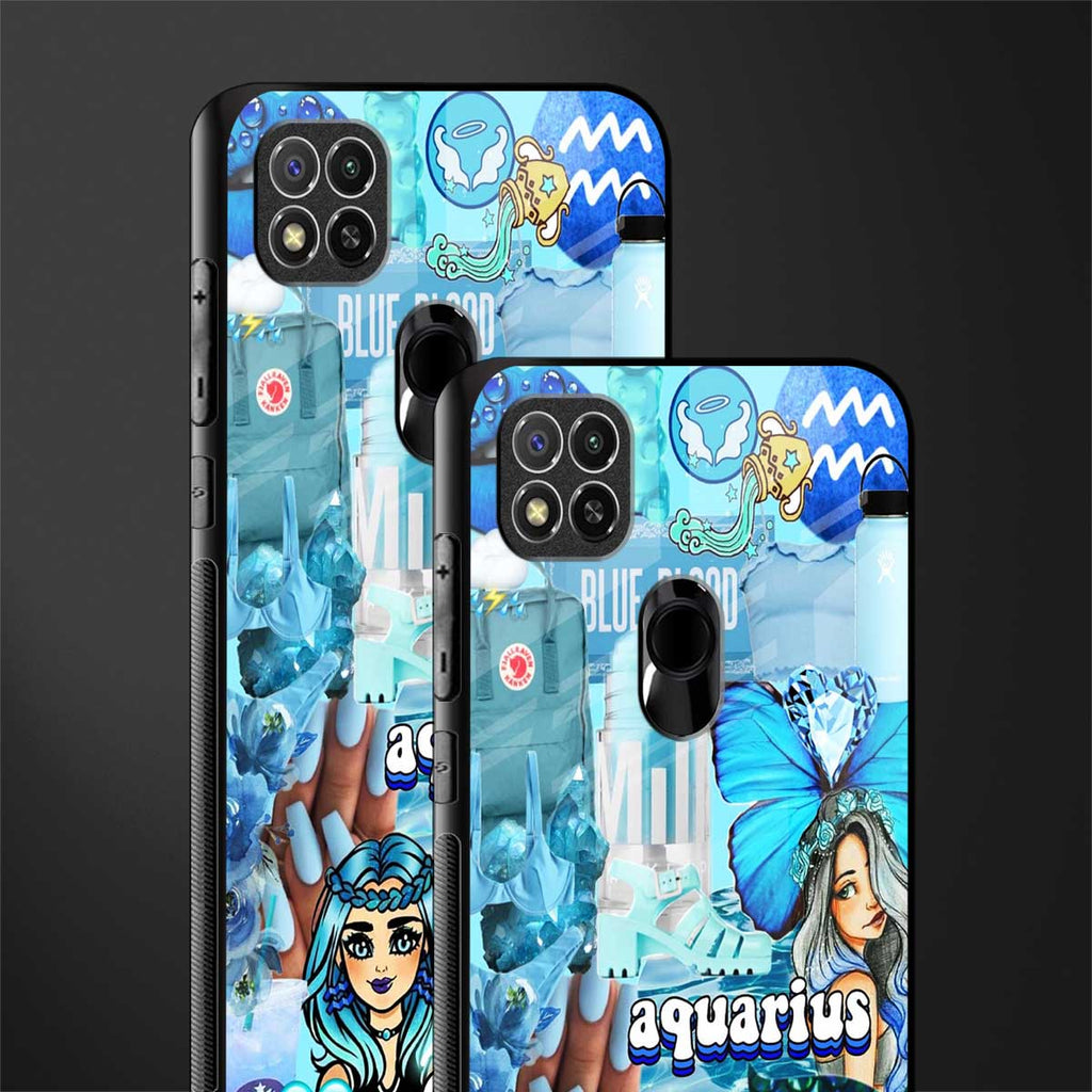 aquarius aesthetic collage glass case for redmi 9c image-2