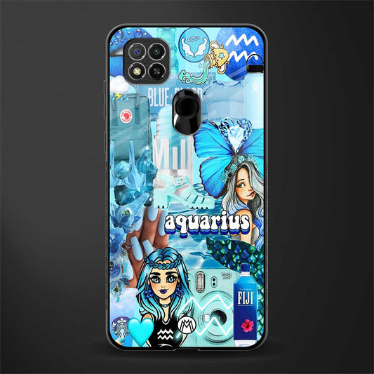 aquarius aesthetic collage glass case for redmi 9 image