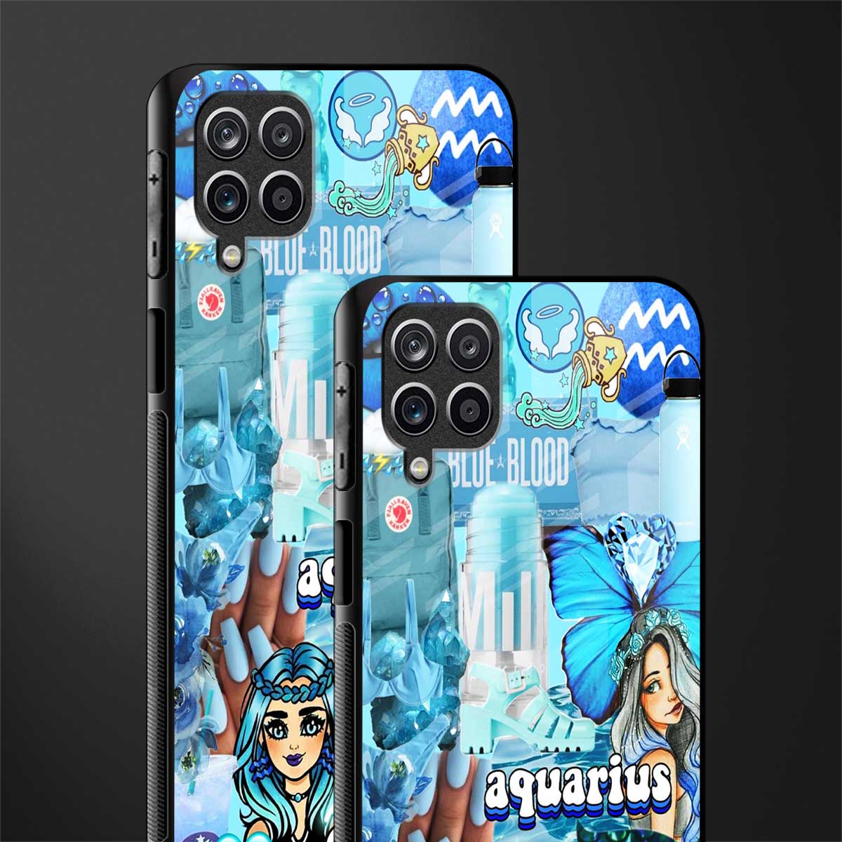 aquarius aesthetic collage glass case for samsung galaxy m12 image-2