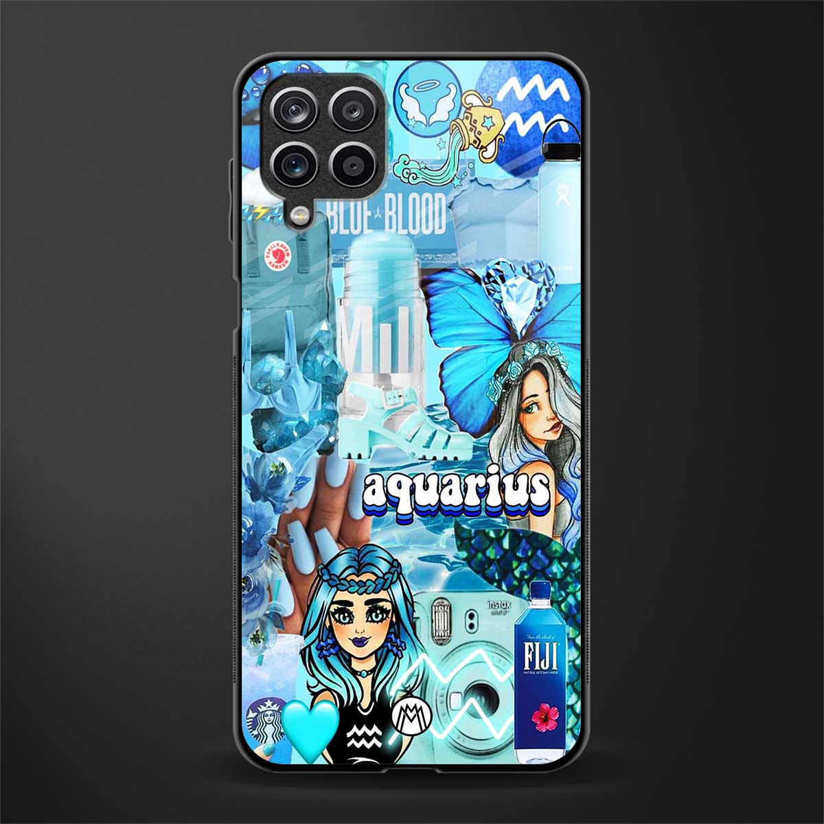 aquarius aesthetic collage glass case for samsung galaxy a12 image