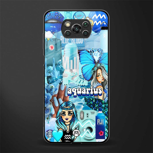 aquarius aesthetic collage glass case for poco x3 image