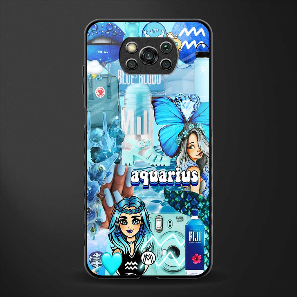 aquarius aesthetic collage glass case for poco x3 pro image