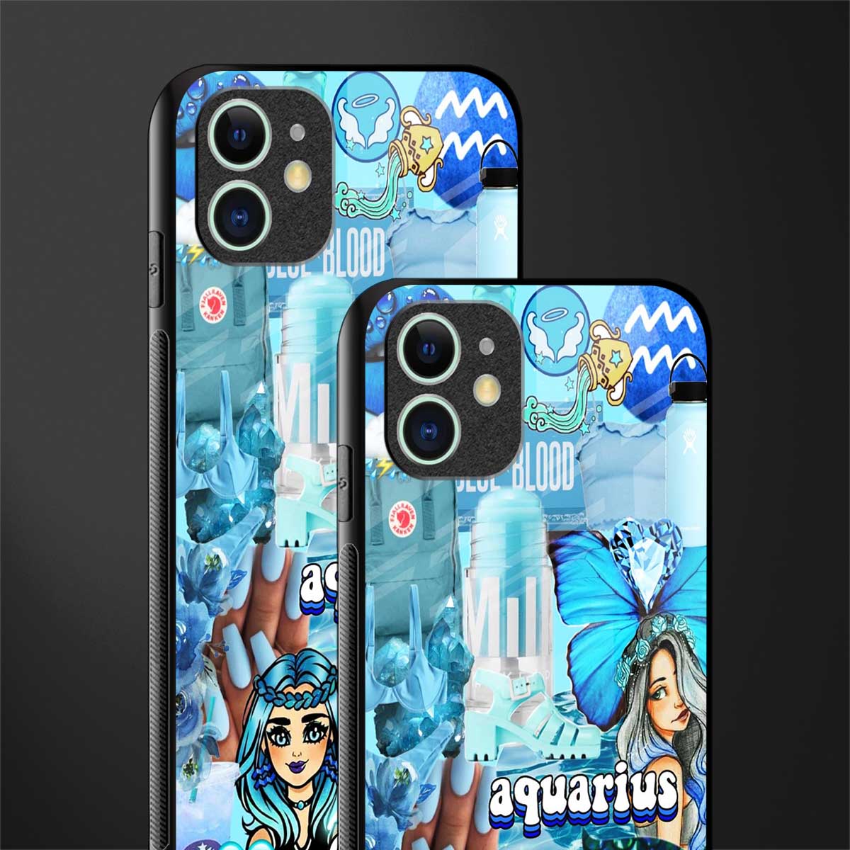 aquarius aesthetic collage glass case for iphone 12 mini image-2
