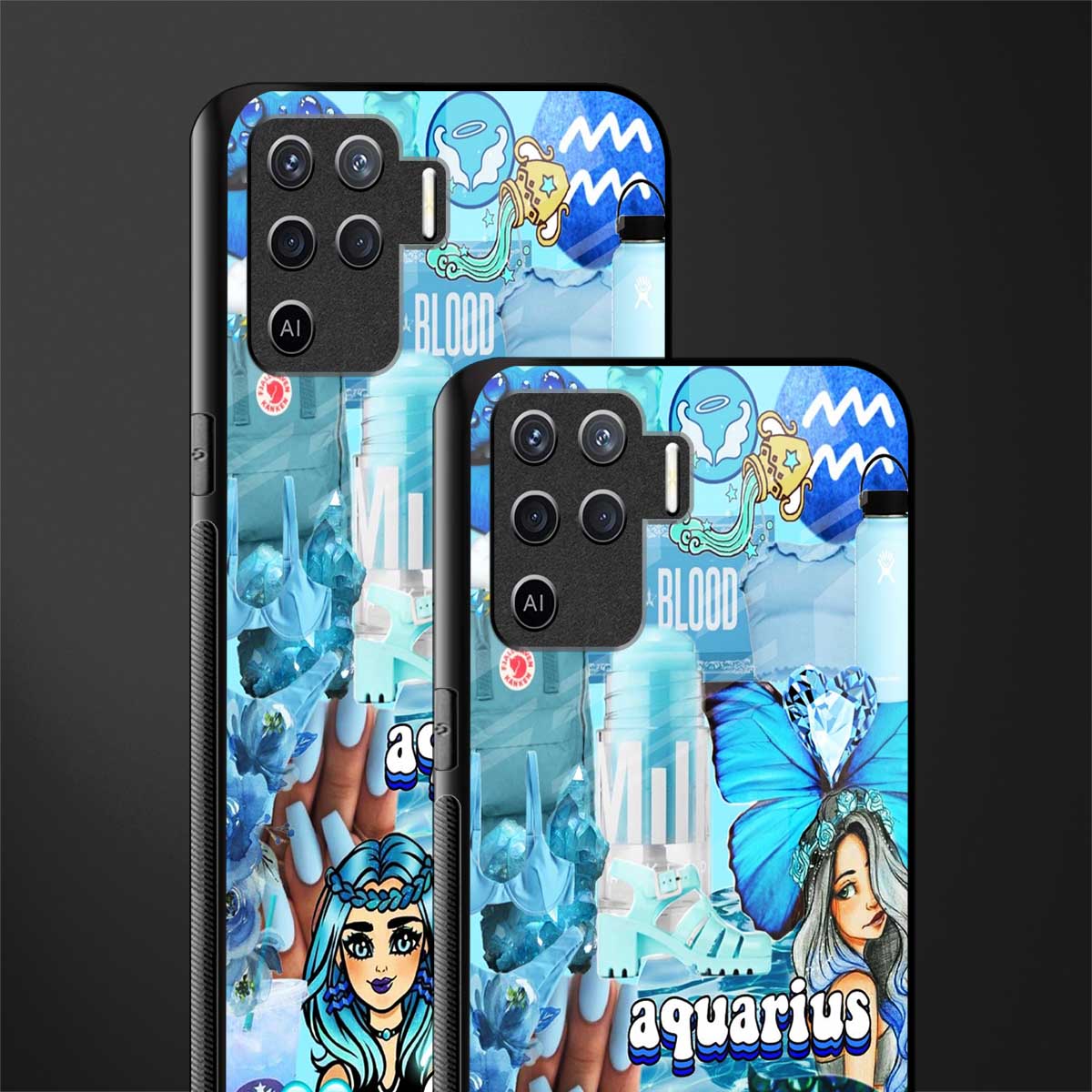 aquarius aesthetic collage glass case for oppo f19 pro image-2
