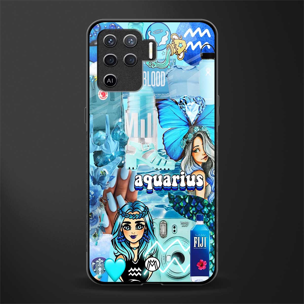 aquarius aesthetic collage glass case for oppo f19 pro image