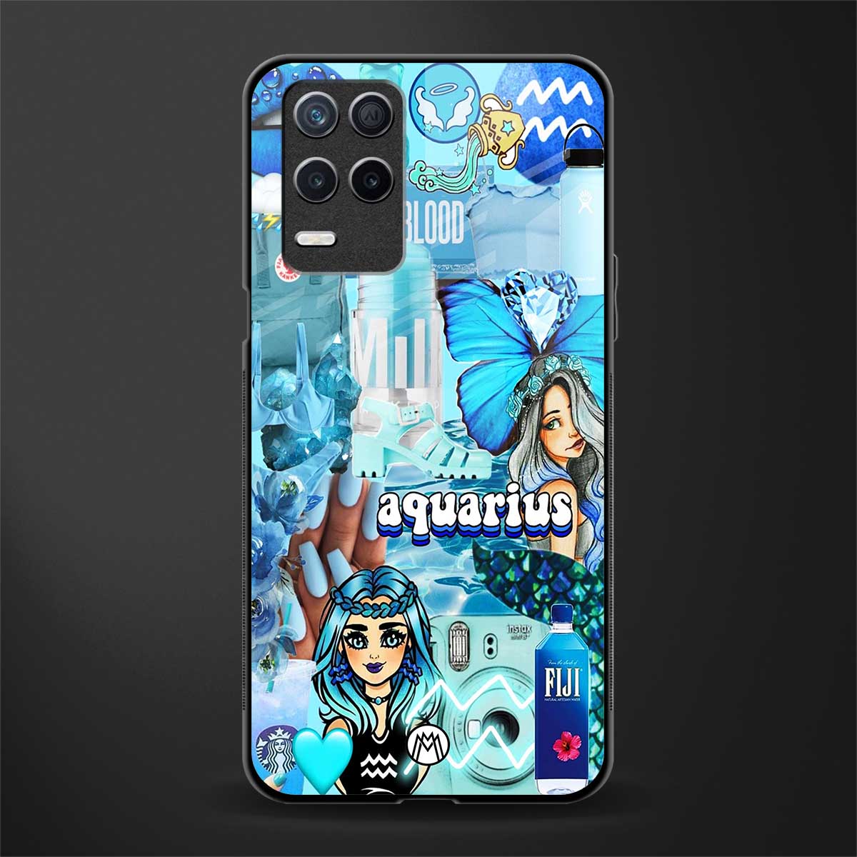 aquarius aesthetic collage glass case for realme 8 5g image