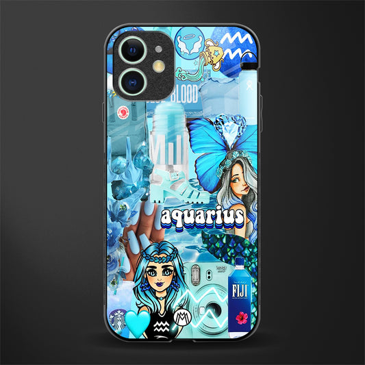 aquarius aesthetic collage glass case for iphone 12 mini image