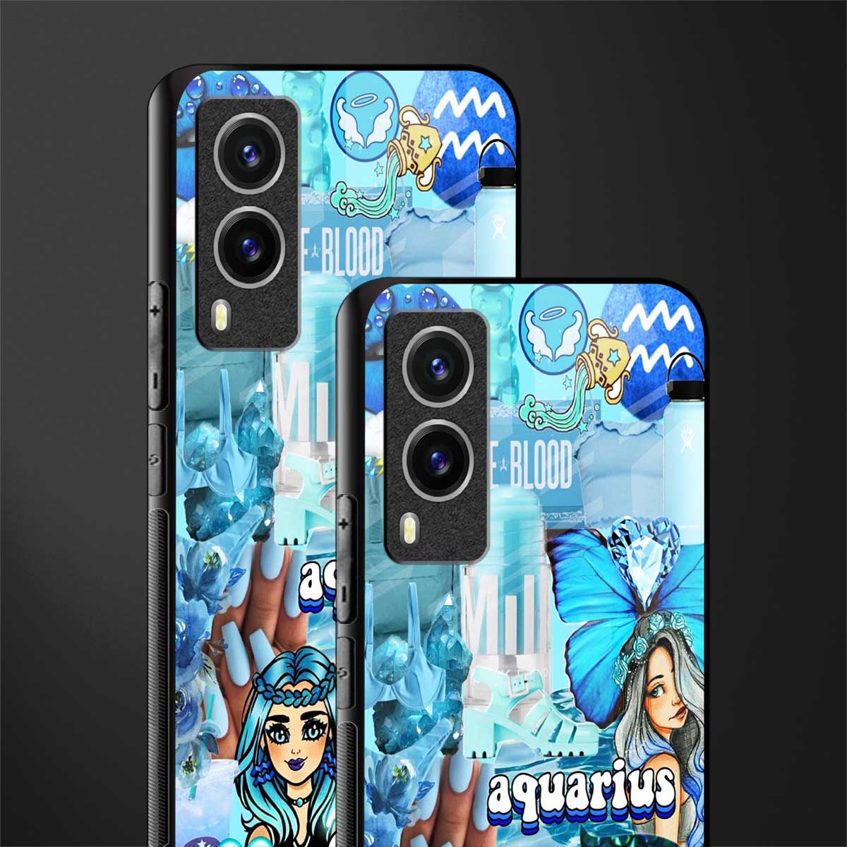 aquarius aesthetic collage glass case for vivo v21e 5g image-2