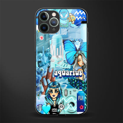 aquarius aesthetic collage glass case for iphone 11 pro image