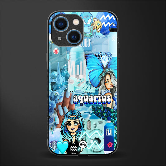 aquarius aesthetic collage glass case for iphone 13 mini image