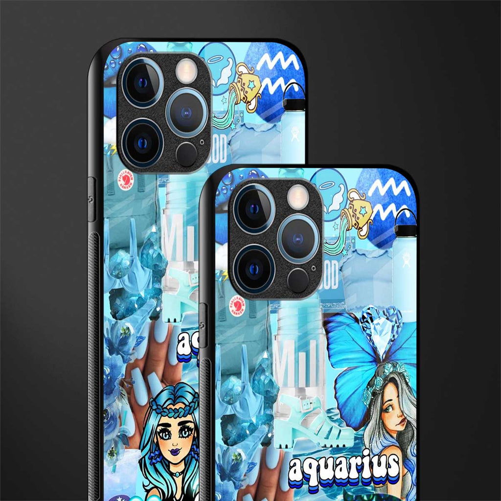 aquarius aesthetic collage glass case for iphone 12 pro image-2