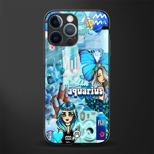 aquarius aesthetic collage glass case for iphone 12 pro image