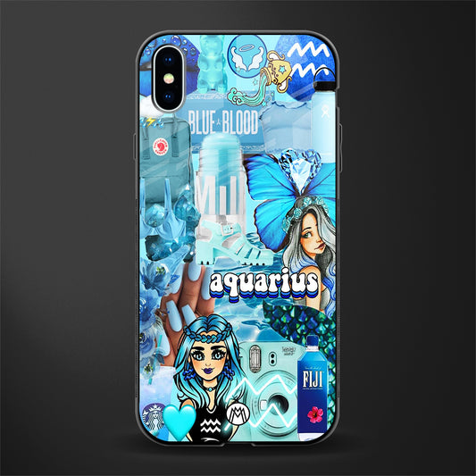 aquarius aesthetic collage glass case for iphone xs max image