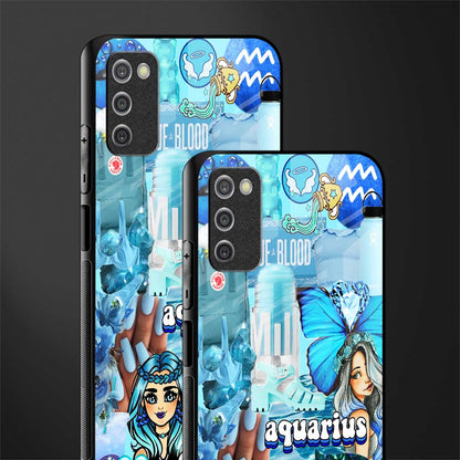 aquarius aesthetic collage glass case for samsung galaxy a03s image-2