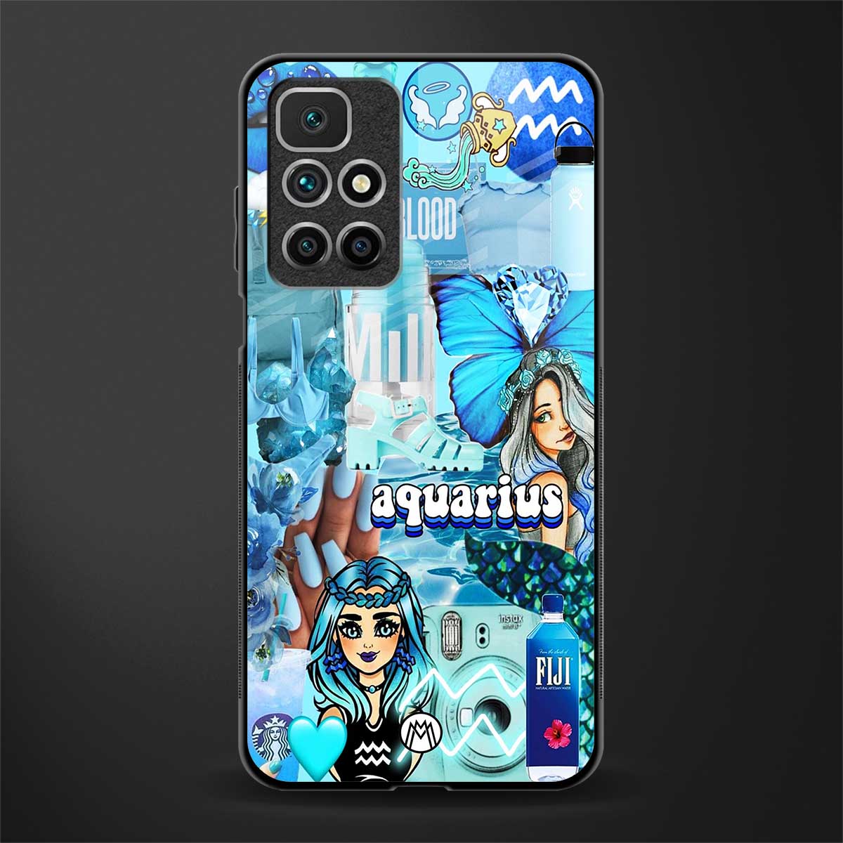 aquarius aesthetic collage glass case for redmi 10 prime image