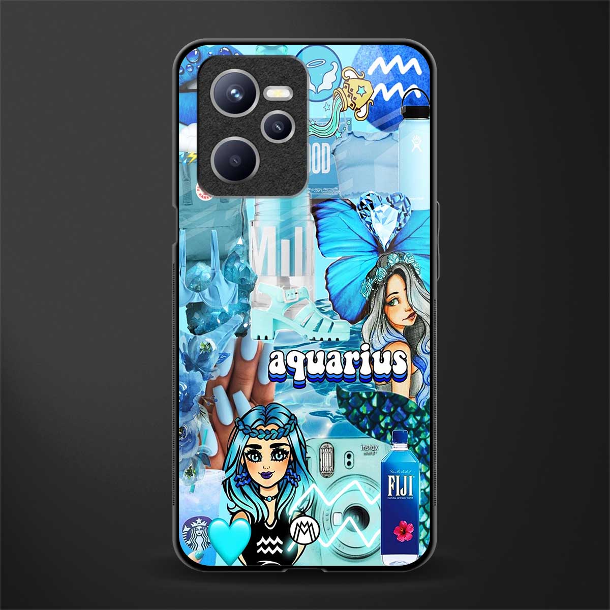 aquarius aesthetic collage glass case for realme c35 image
