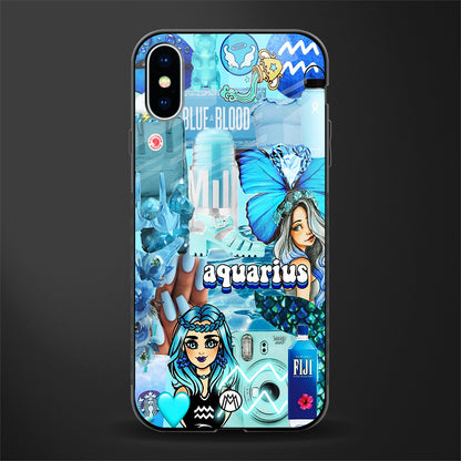 aquarius aesthetic collage glass case for iphone xs image