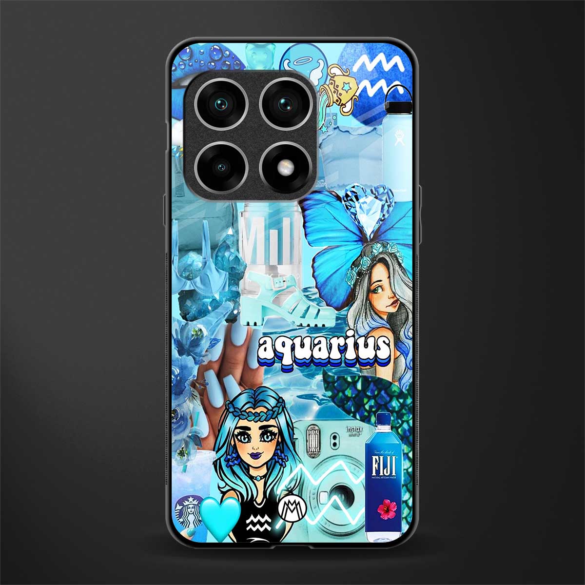 aquarius aesthetic collage glass case for oneplus 10 pro 5g image