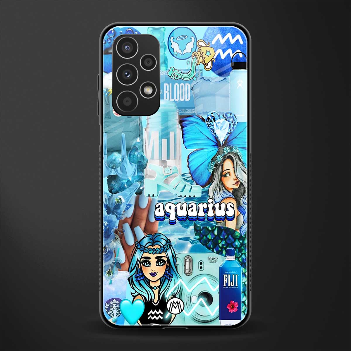 aquarius aesthetic collage back phone cover | glass case for samsung galaxy a13 4g