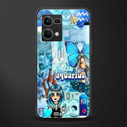 aquarius aesthetic collage back phone cover | glass case for oppo f21 pro 4g