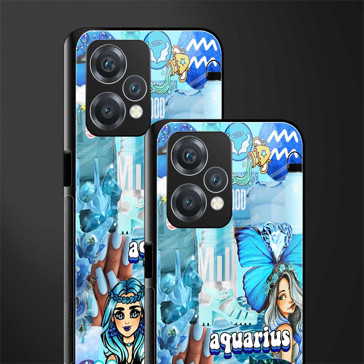 aquarius aesthetic collage back phone cover | glass case for oneplus nord ce 2 lite 5g