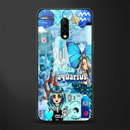 aquarius aesthetic collage glass case for oneplus 7 image