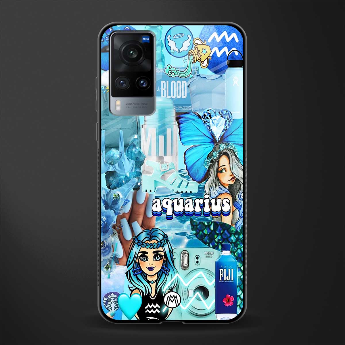 aquarius aesthetic collage glass case for vivo x60 image