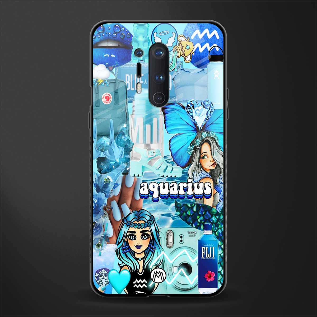 aquarius aesthetic collage glass case for oneplus 8 pro image