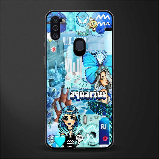 aquarius aesthetic collage glass case for samsung a11 image
