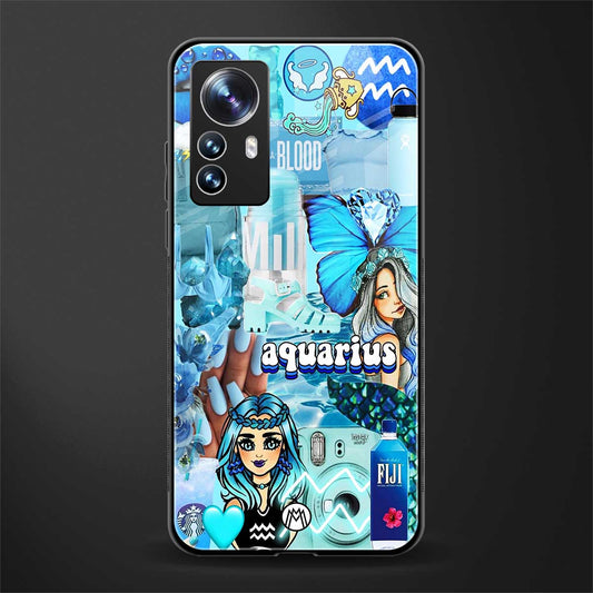 aquarius aesthetic collage back phone cover | glass case for xiaomi 12 pro