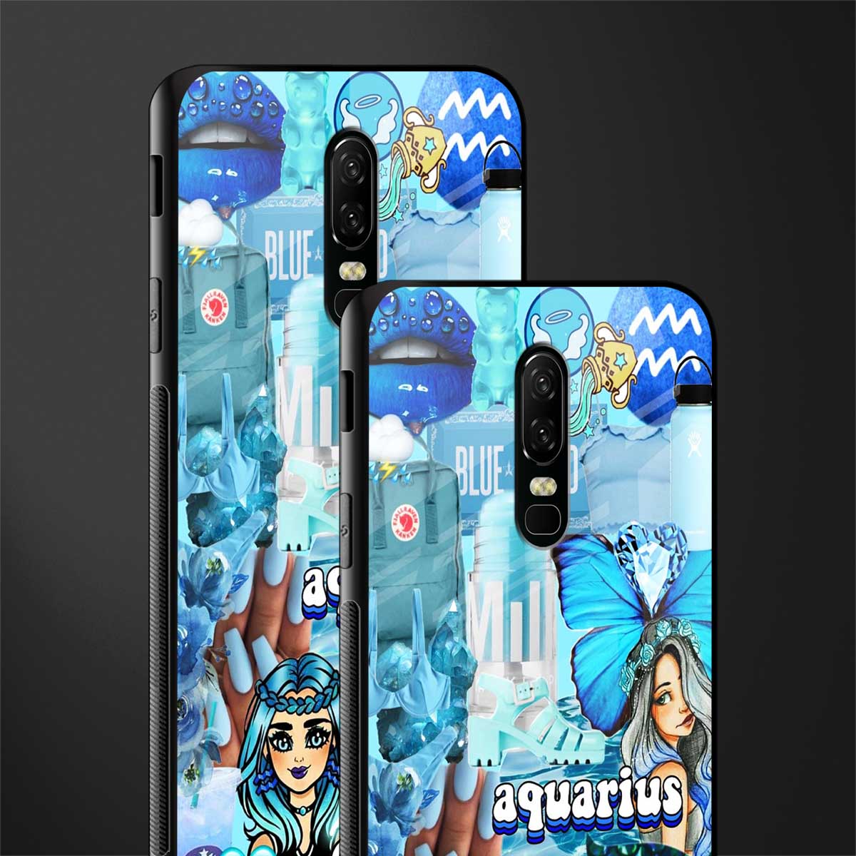 aquarius aesthetic collage glass case for oneplus 6 image-2